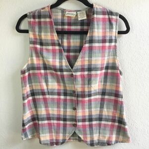 Vintage Plaid Western Prairie Cottagecore Cowboy Grandpacore Retro Cotton Vest M